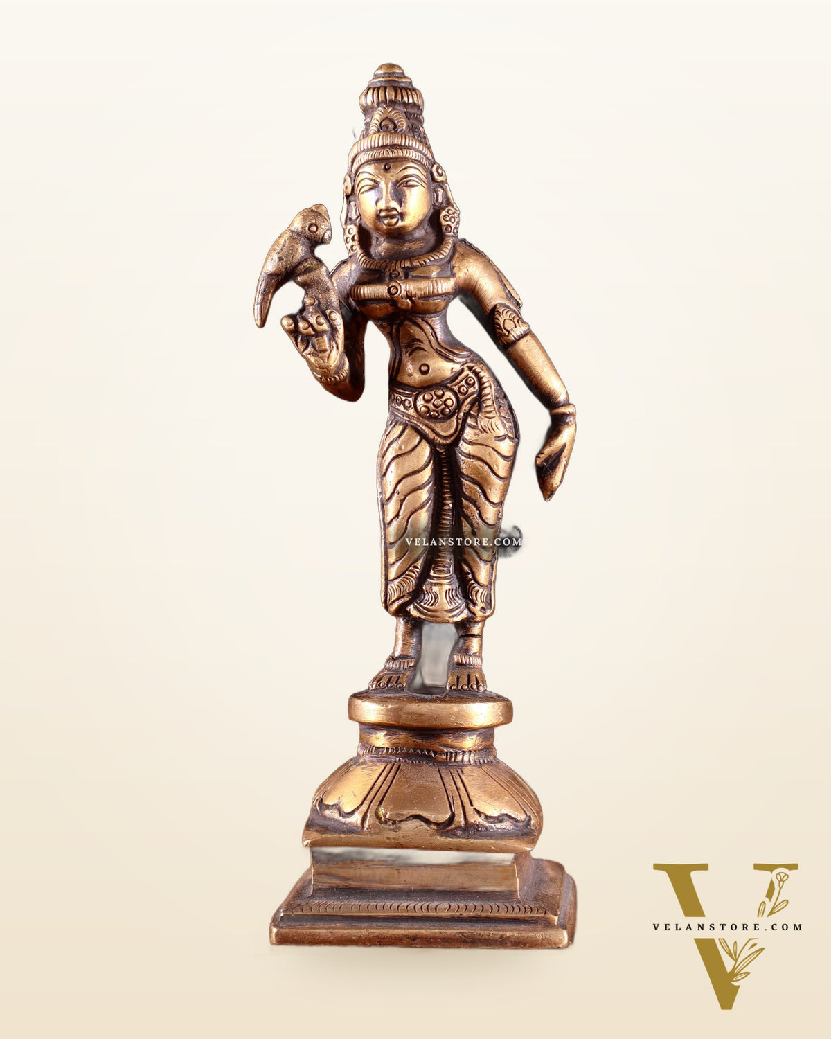 Pure Brass Goddess Meenakshi Idol 6" antique finish