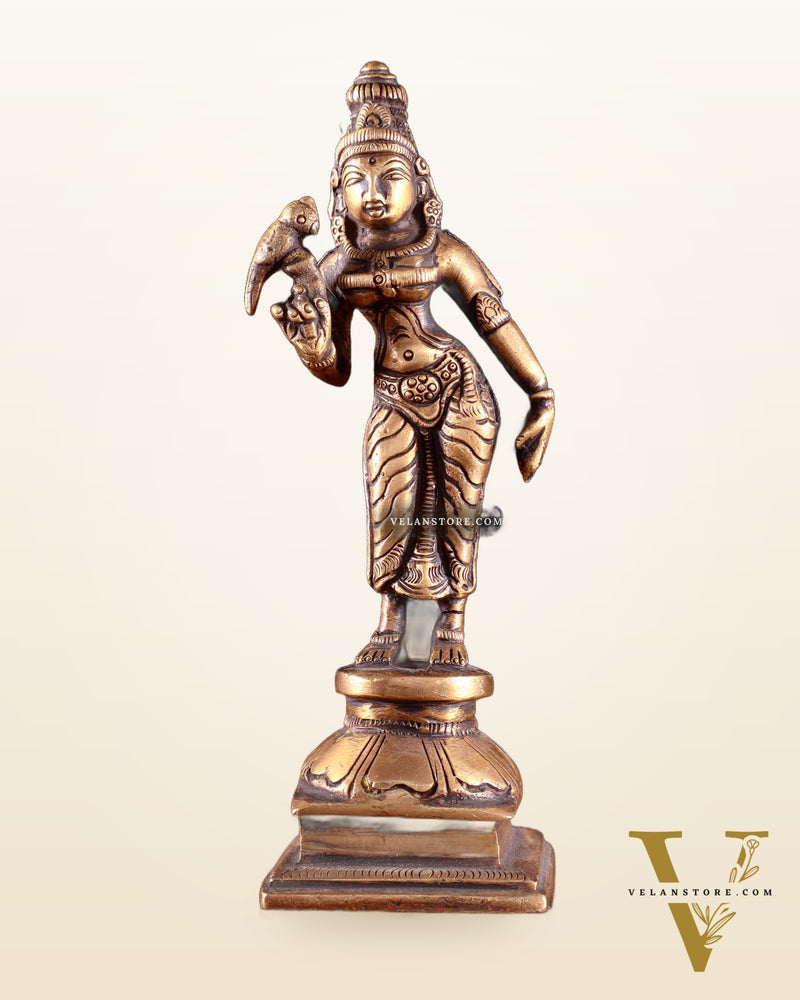 Pure Brass Goddess Meenakshi Idol 6" antique finish