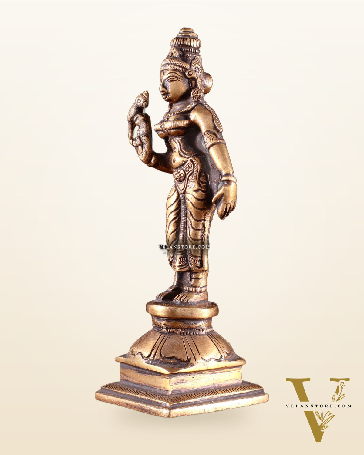 Pure Brass Goddess Meenakshi Idol 6" antique finish