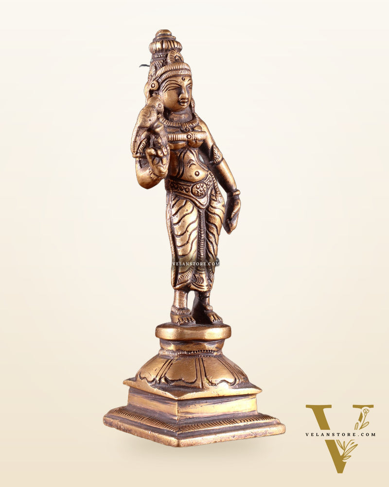 Pure Brass Goddess Meenakshi Idol 6" antique finish