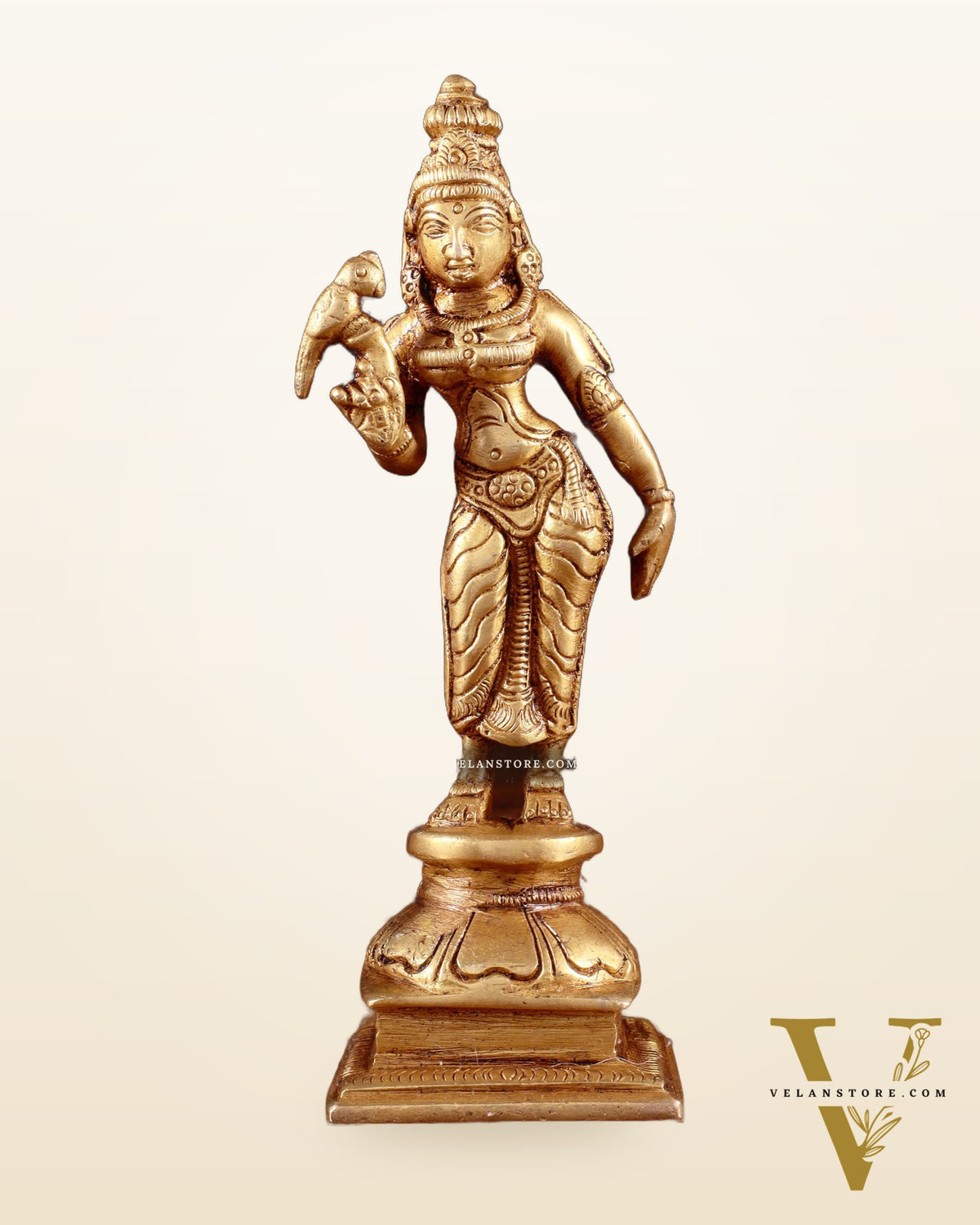Pure Brass Goddess Meenakshi Idol 6"