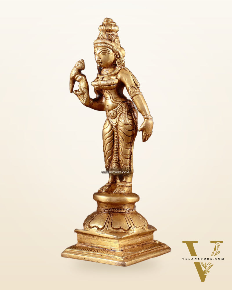 Pure Brass Goddess Meenakshi Idol 6"