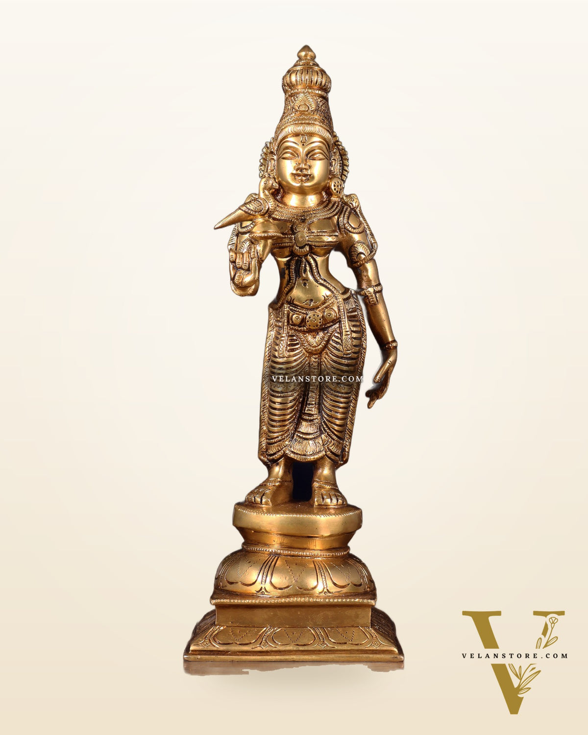 Pure Brass Goddess Meenakshi Statue – 15 Inch | Handcrafted Idol