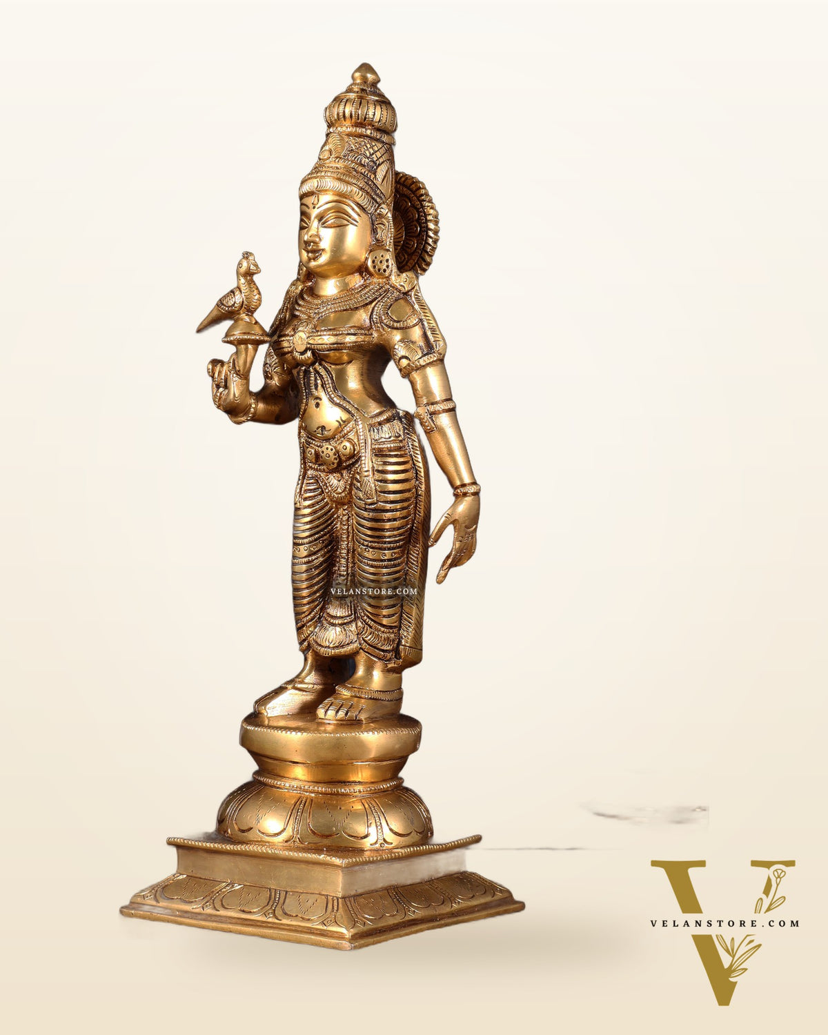 Pure Brass Goddess Meenakshi Statue – 15 Inch | Handcrafted Idol