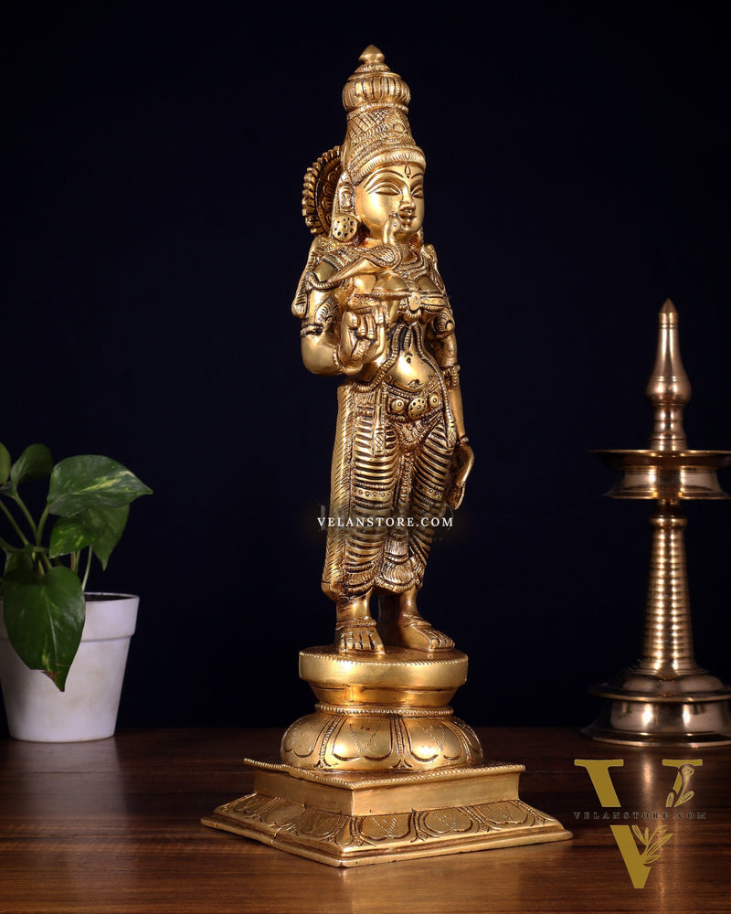 Pure Brass Goddess Meenakshi Statue – 15 Inch | Handcrafted Idol