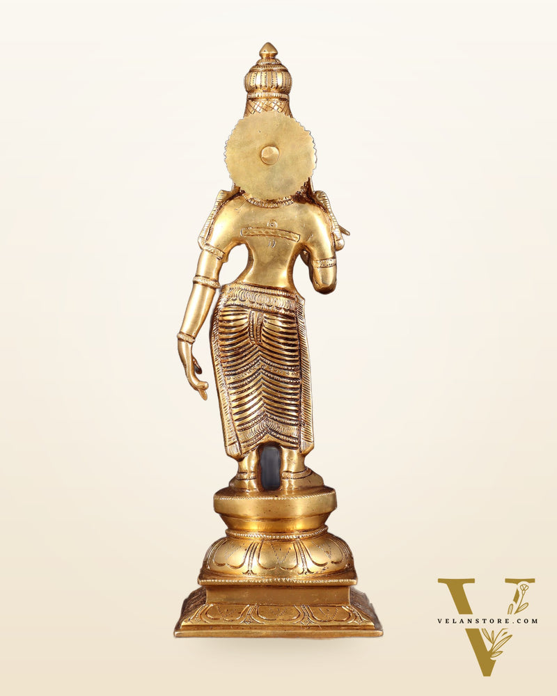 Pure Brass Goddess Meenakshi Statue – 15 Inch | Handcrafted Idol