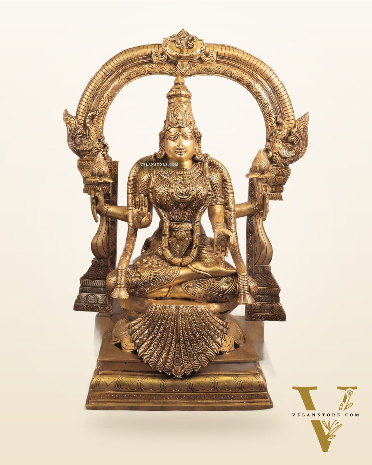 Pure Brass Goddess Padmavathi Lakshmi Sculpture with Thiruvarchi - 30"