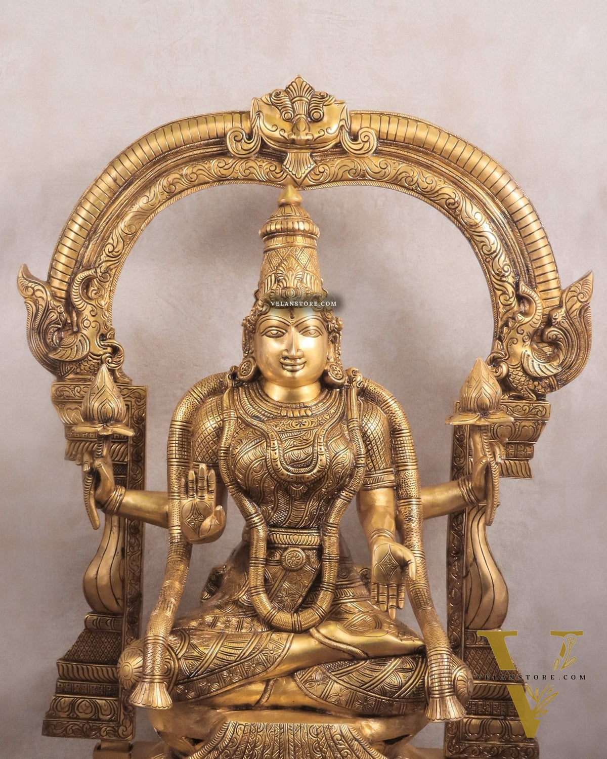 Pure Brass Goddess Padmavathi Lakshmi Sculpture with Thiruvarchi - 30"