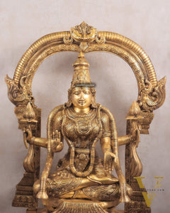 Pure Brass Goddess Padmavathi Lakshmi Sculpture with Thiruvarchi - 30"