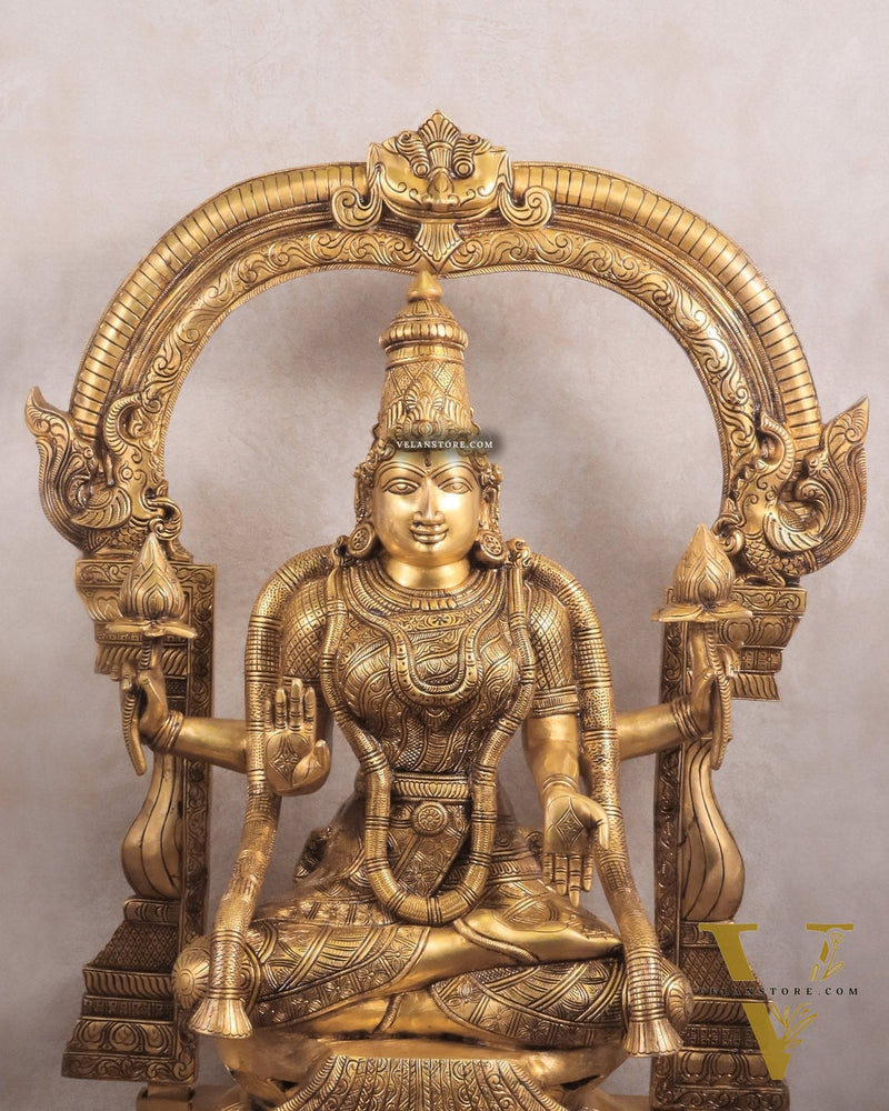Pure Brass Goddess Padmavathi Lakshmi Sculpture with Thiruvarchi - 30"