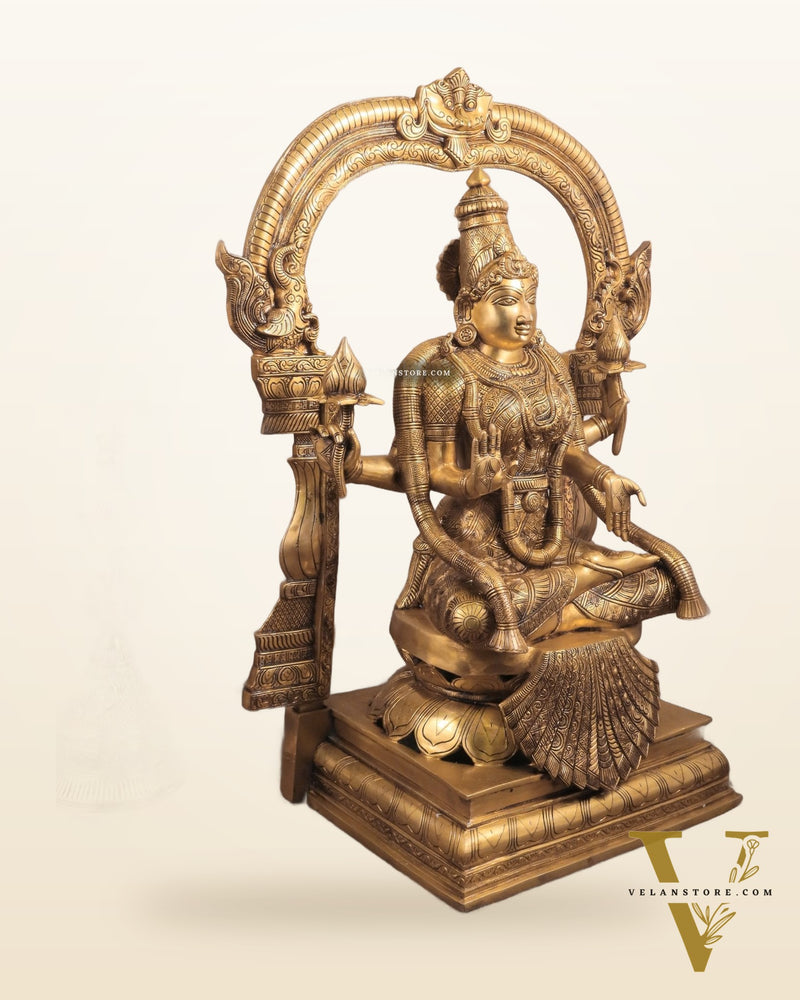 Pure Brass Goddess Padmavathi Lakshmi Sculpture with Thiruvarchi - 30"