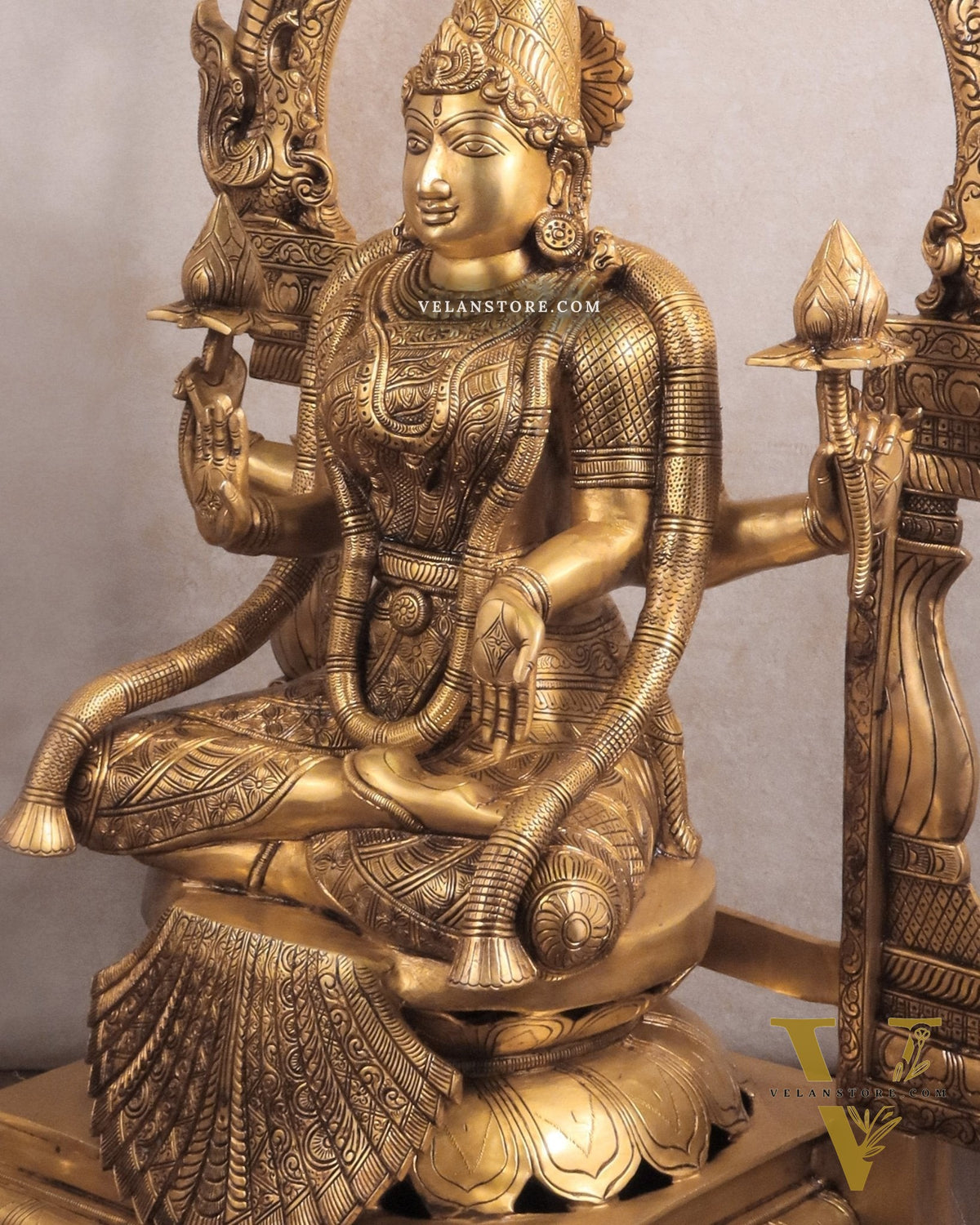 Pure Brass Goddess Padmavathi Lakshmi Sculpture with Thiruvarchi - 30"