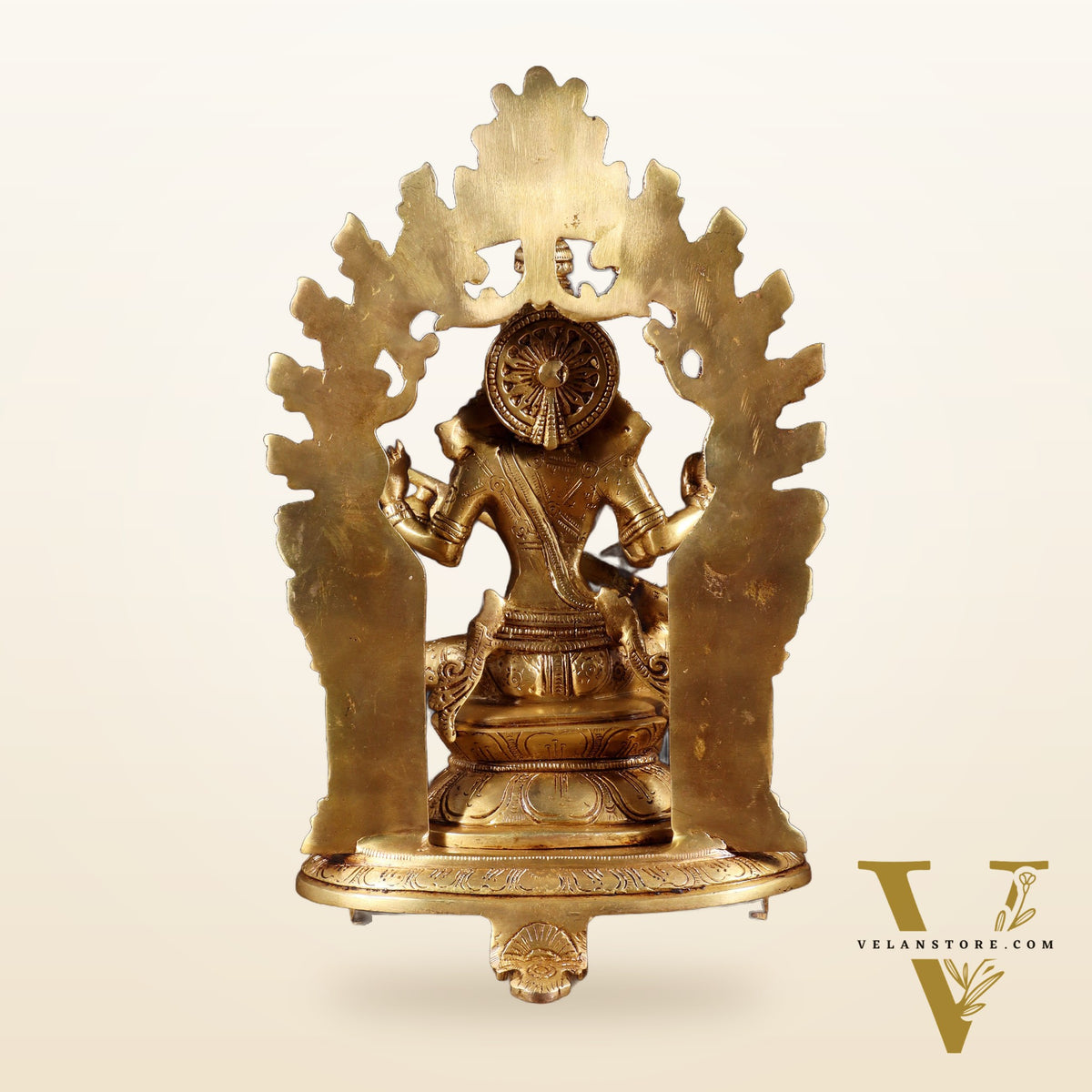 Pure Brass Goddess Saraswati Idol with Prabhavali | 12 Inch
