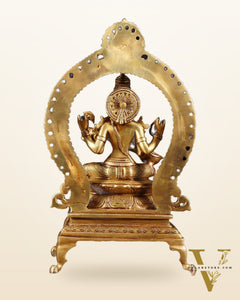 Pure Brass Goddess Saraswati Idol with Prabhavali | 13 Inch