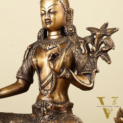 Pure Brass Green Tara Devi Idol 10.5"