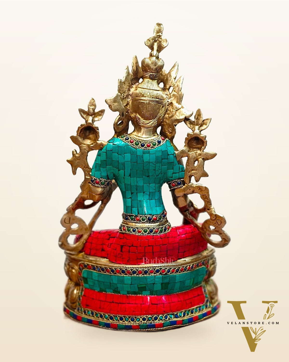 Pure Brass Green Tara Statue | 14 inches Height