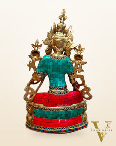 Pure Brass Green Tara Statue | 14 inches Height