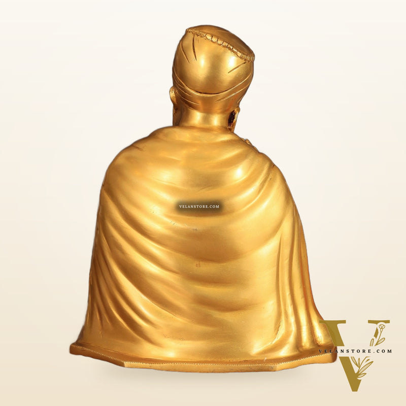 Pure Brass Guru Nanak Dev Ji Intricate Statue – Handcrafted, 13.5"