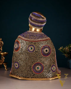 Pure Brass Guru Nanak Dev Ji Intricate Statue – Jeweled up, 13.5"