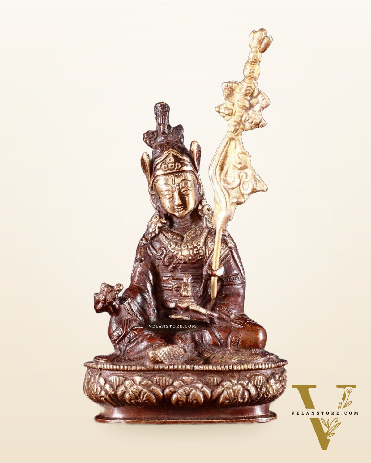 Pure Brass Guru Rinpoche Padmasambhava Statue – 6.5”