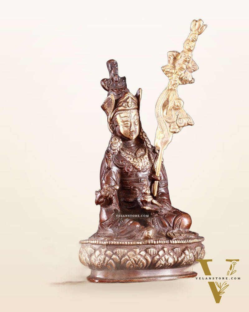 Pure Brass Guru Rinpoche Padmasambhava Statue – 6.5”