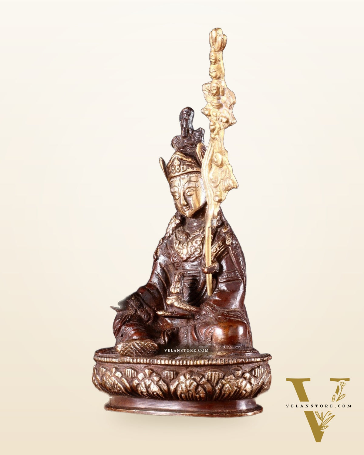 Pure Brass Guru Rinpoche Padmasambhava Statue – 6.5”