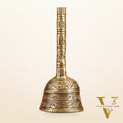 Pure Brass Hand Bell with Nandi - 7 in Height