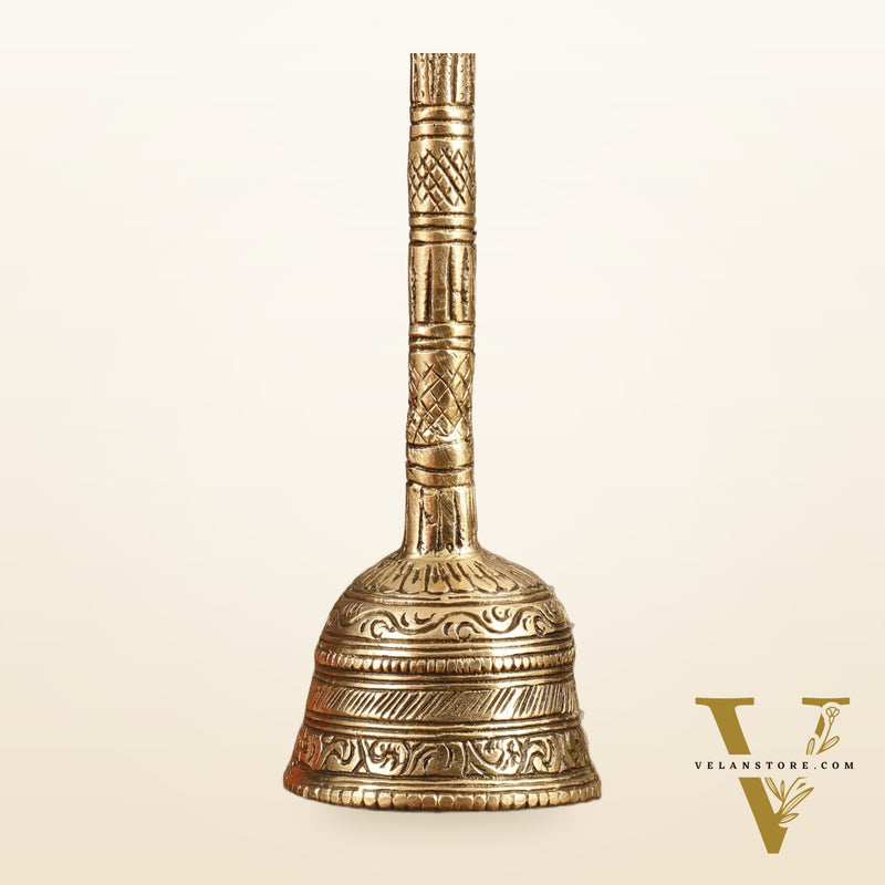 Pure Brass Hand Bell with Nandi - 7 in Height