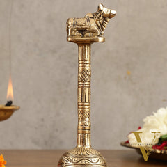 Pure Brass Hand Bell with Nandi - 7 in Height