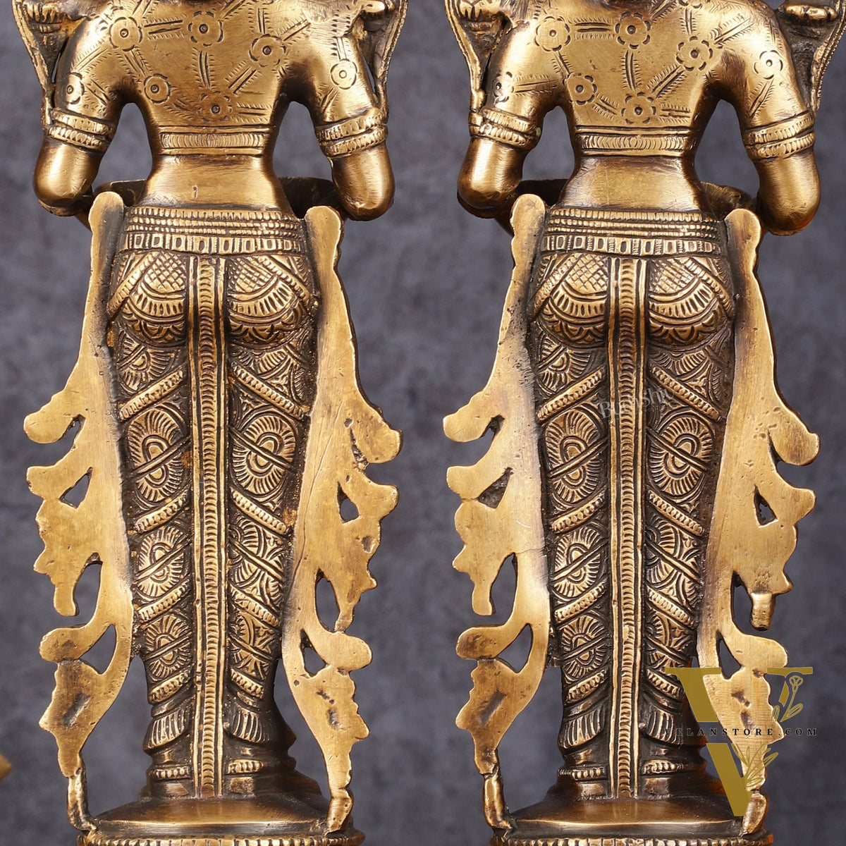 Pure Brass Handcrafted Deep Lakshmi Antique Pavaai Vilakku Pair - 12" Tall