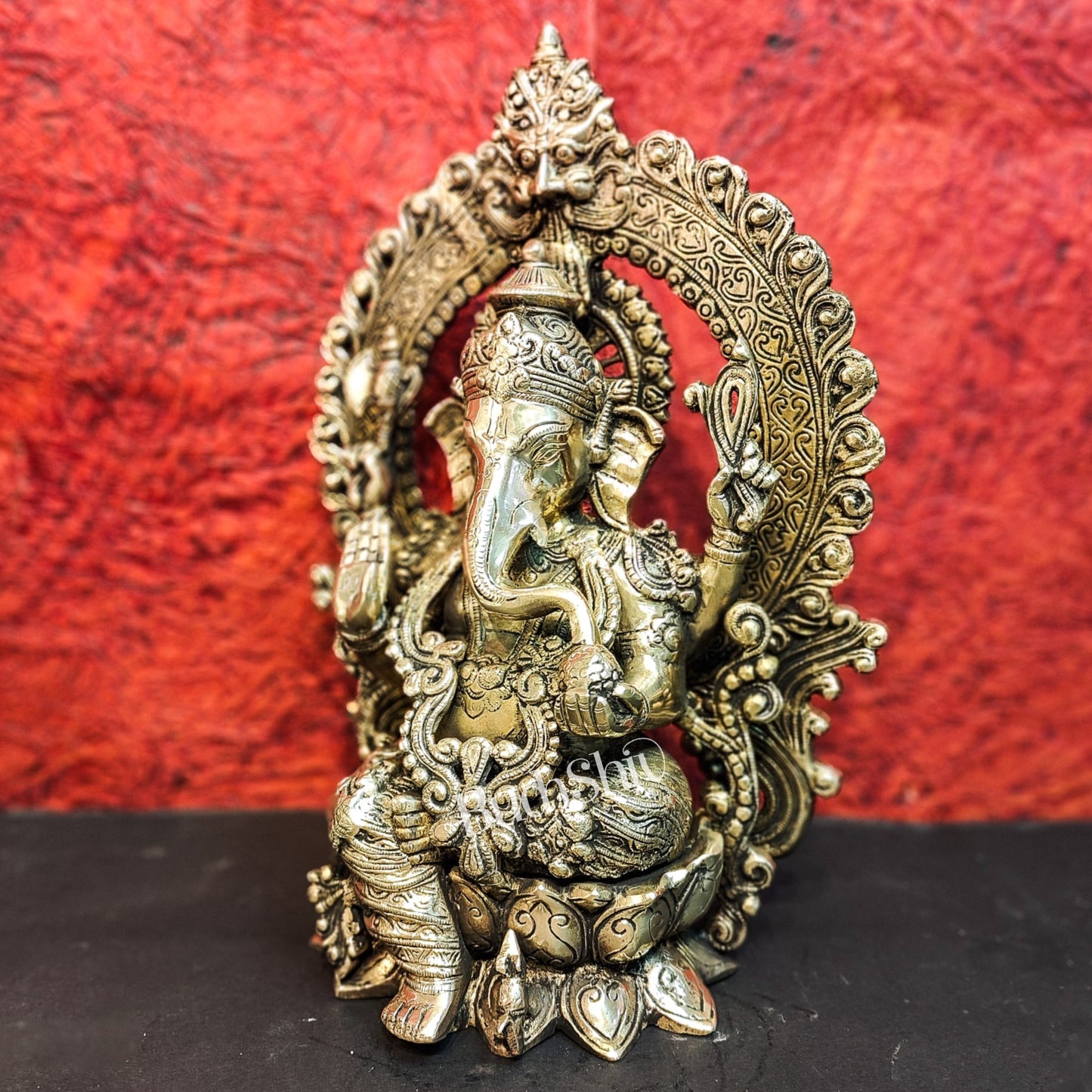 Pure Brass Handcrafted Ganesha Idol - 15.5" Height