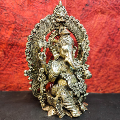 Pure Brass Handcrafted Ganesha Idol - 15.5" Height