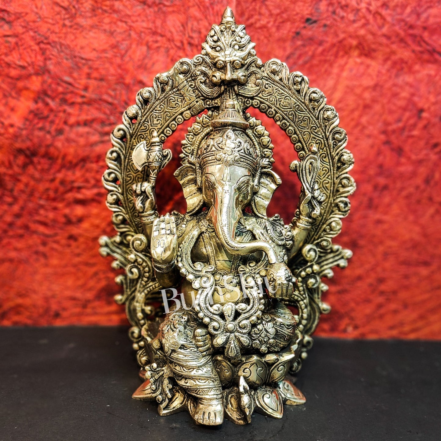 Pure Brass Handcrafted Ganesha Idol - 15.5" Height