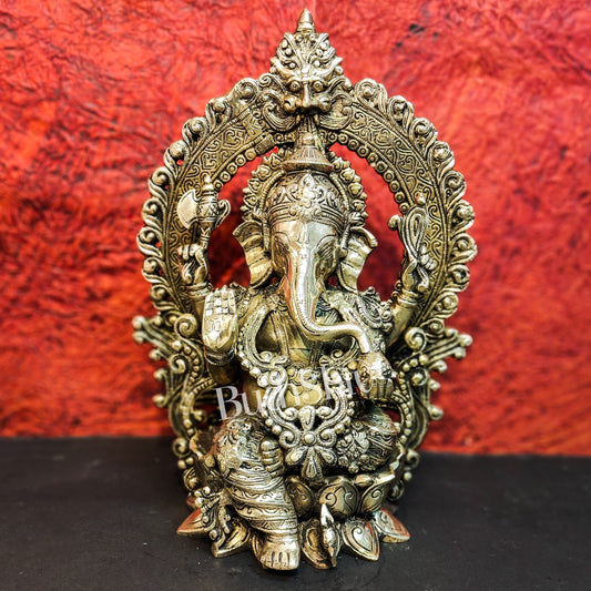 Pure Brass Handcrafted Ganesha Idol - 15.5" Height