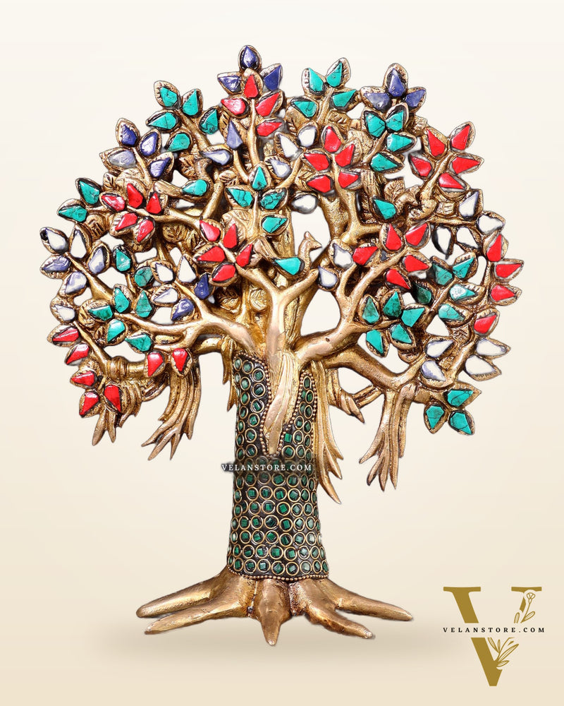 Pure Brass Handcrafted Kalpavriksha Tree – Table Decor 11"