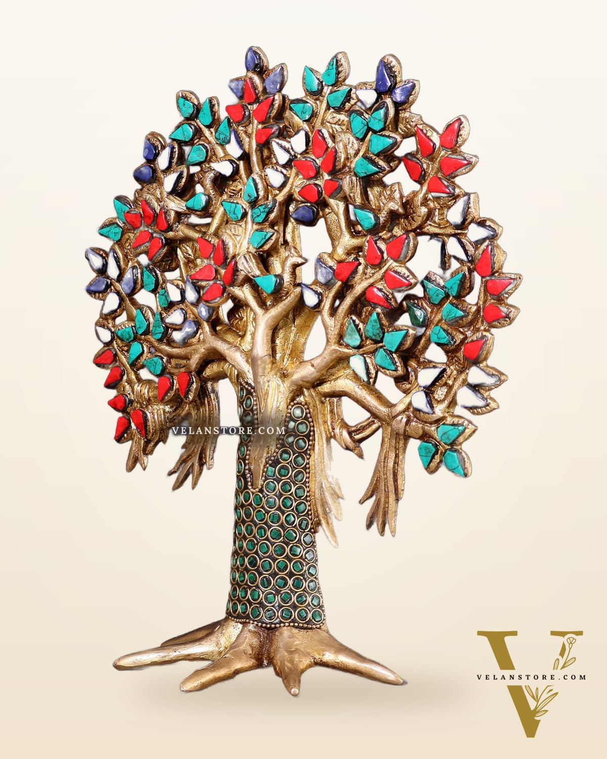 Pure Brass Handcrafted Kalpavriksha Tree – Table Decor 11"