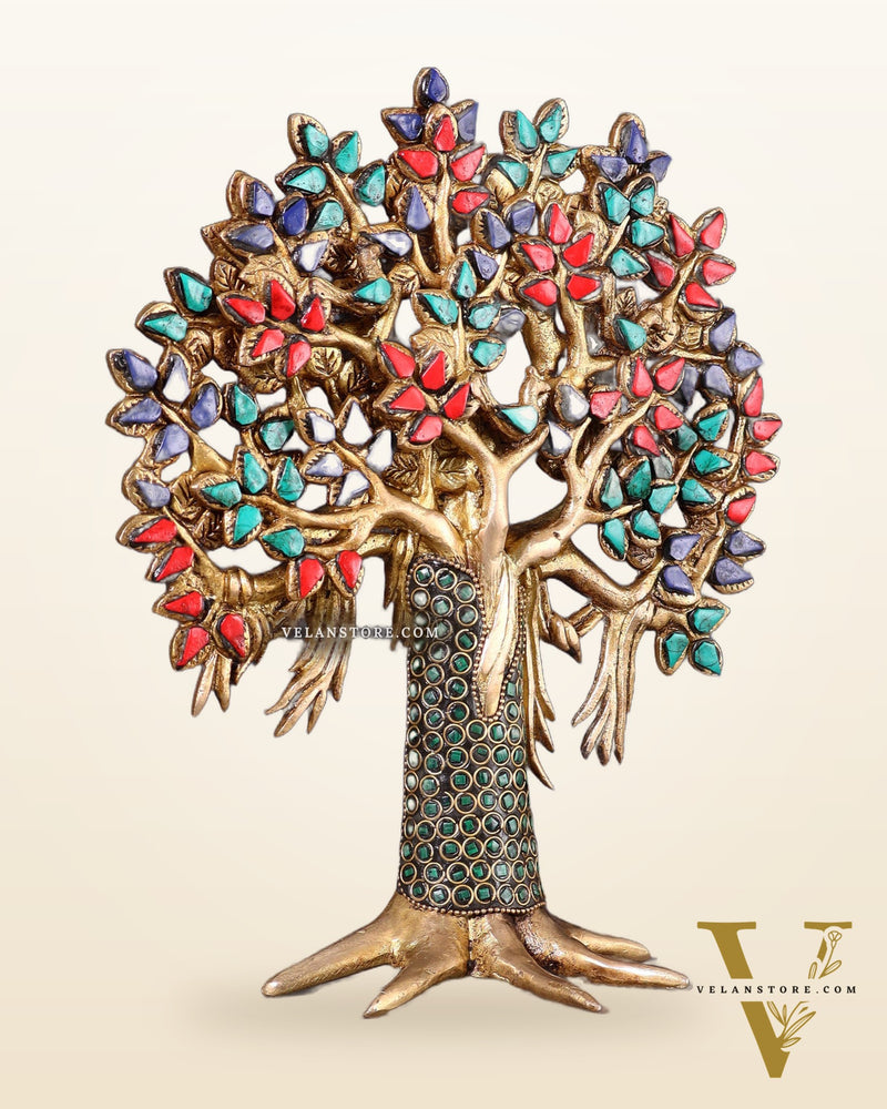 Pure Brass Handcrafted Kalpavriksha Tree – Table Decor 11"