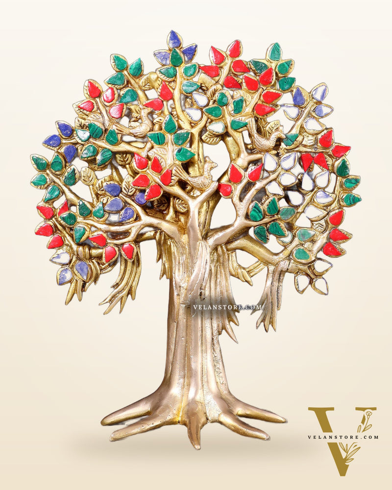 Pure Brass Handcrafted Kalpavriksha Tree – Table Decor 11"