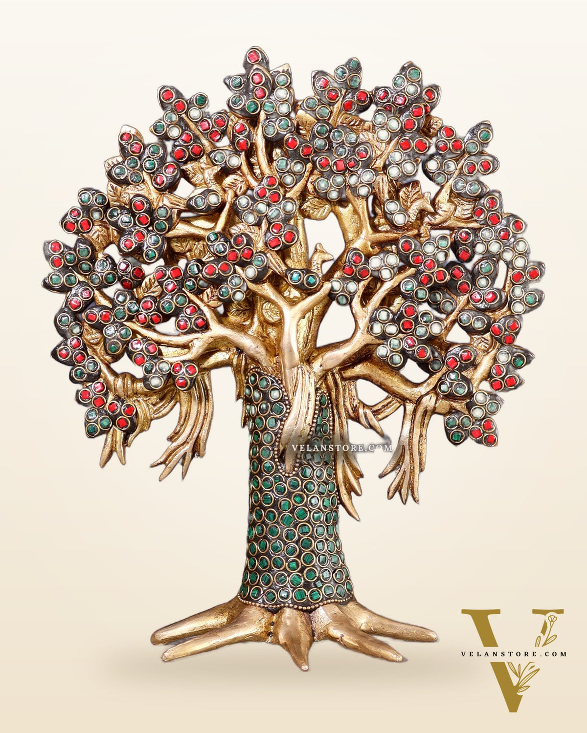 Pure Brass Handcrafted Kalpavriksha Tree – Table Decor 11"