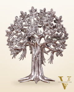 Pure Brass Handcrafted Kalpavriksha Tree - Table Standing - 11" silver plated