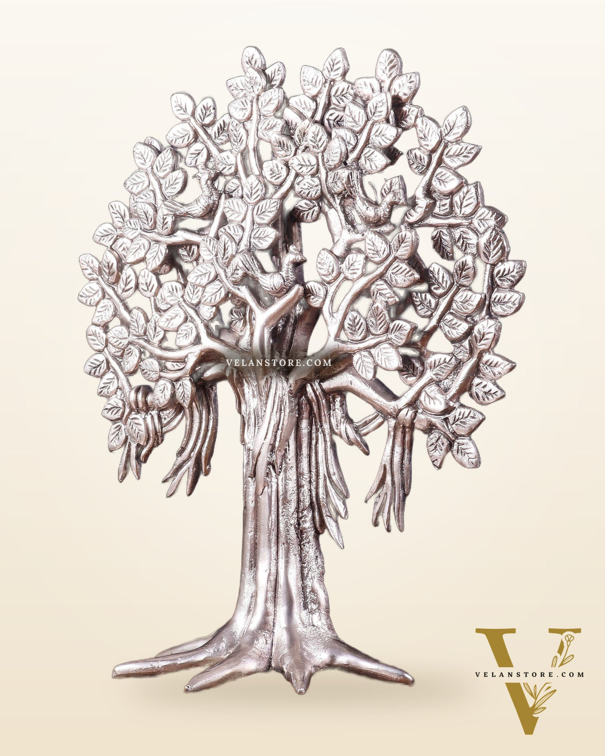 Pure Brass Handcrafted Kalpavriksha Tree - Table Standing - 11" silver plated