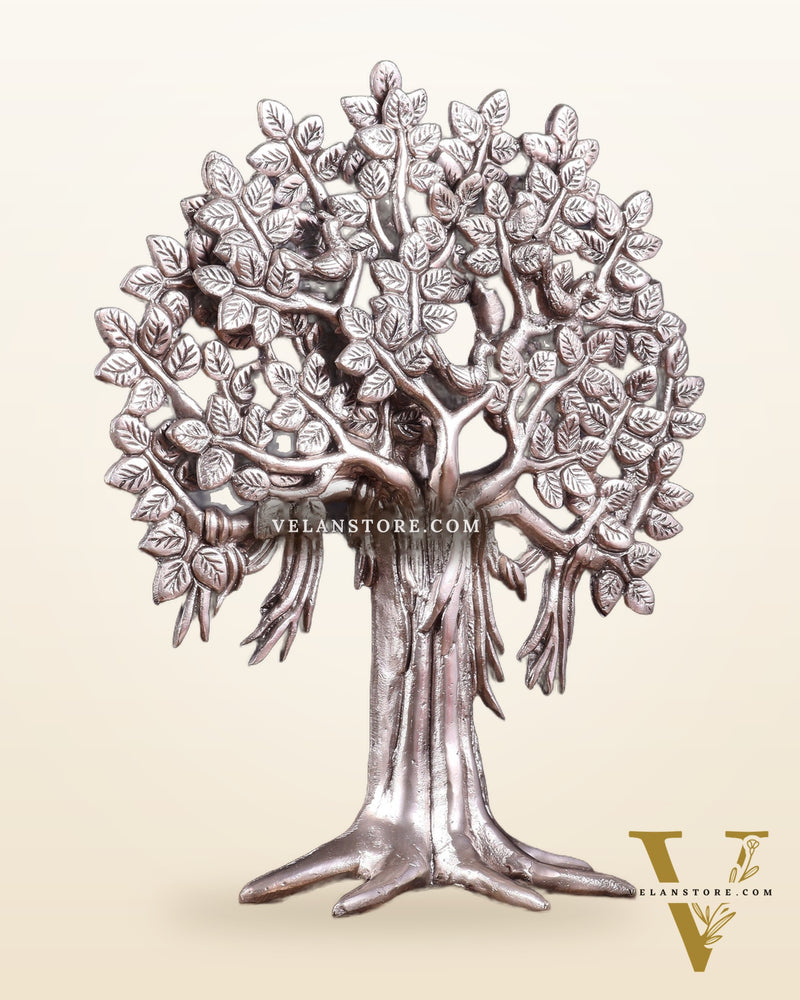 Pure Brass Handcrafted Kalpavriksha Tree - Table Standing - 11" silver plated