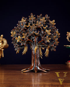 Pure Brass Handcrafted Kalpavriksha Tree - Table Standing - 11" vintage