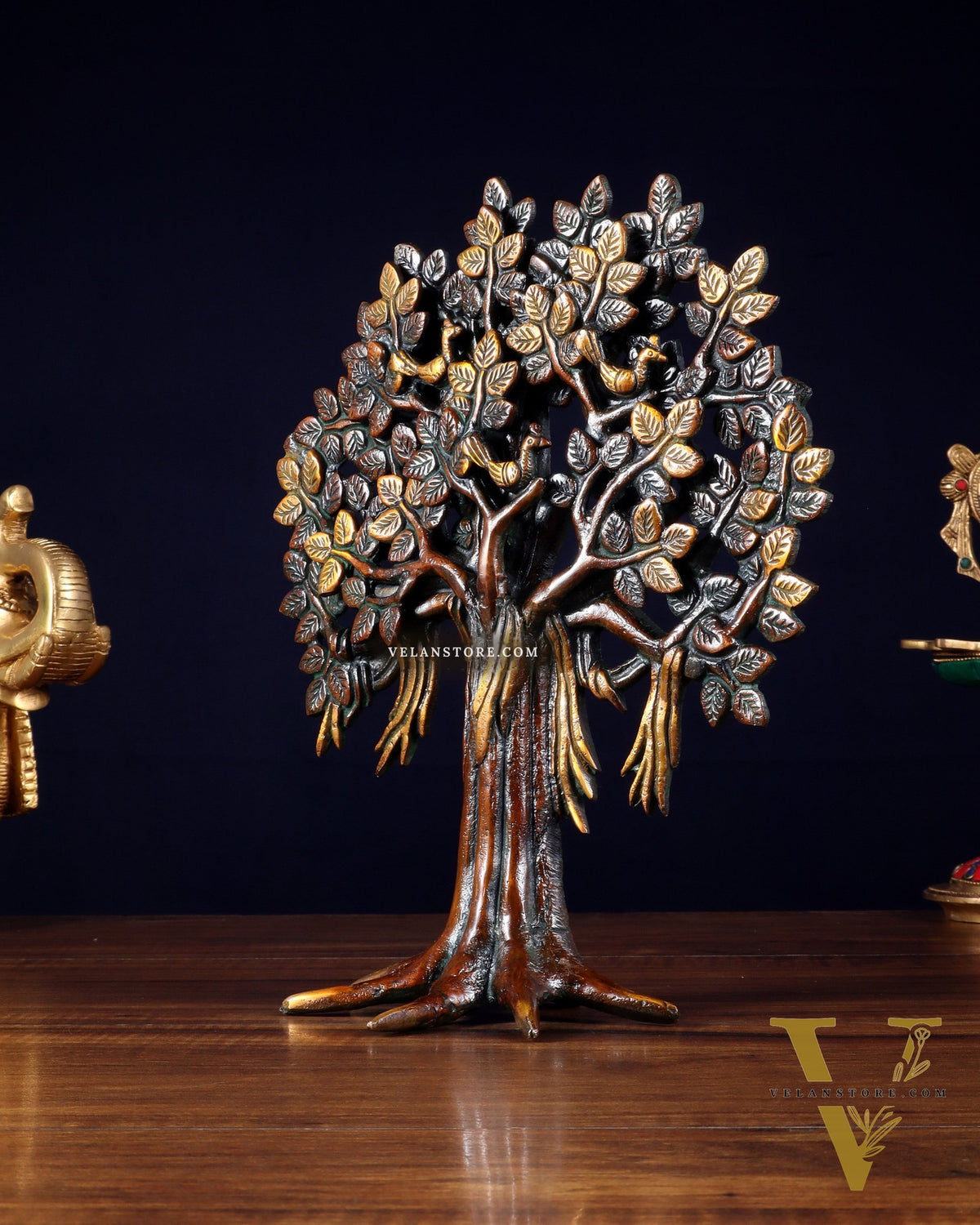 Pure Brass Handcrafted Kalpavriksha Tree - Table Standing - 11" vintage