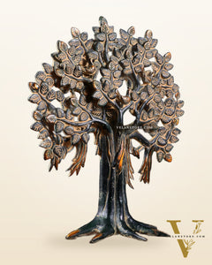 Pure Brass Handcrafted Kalpavriksha Tree - Table Standing - 11" vintage green sand patina