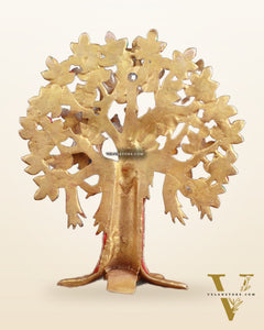 Pure Brass Handcrafted Kalpavriksha Tree - Table Standing - 11" with stonework