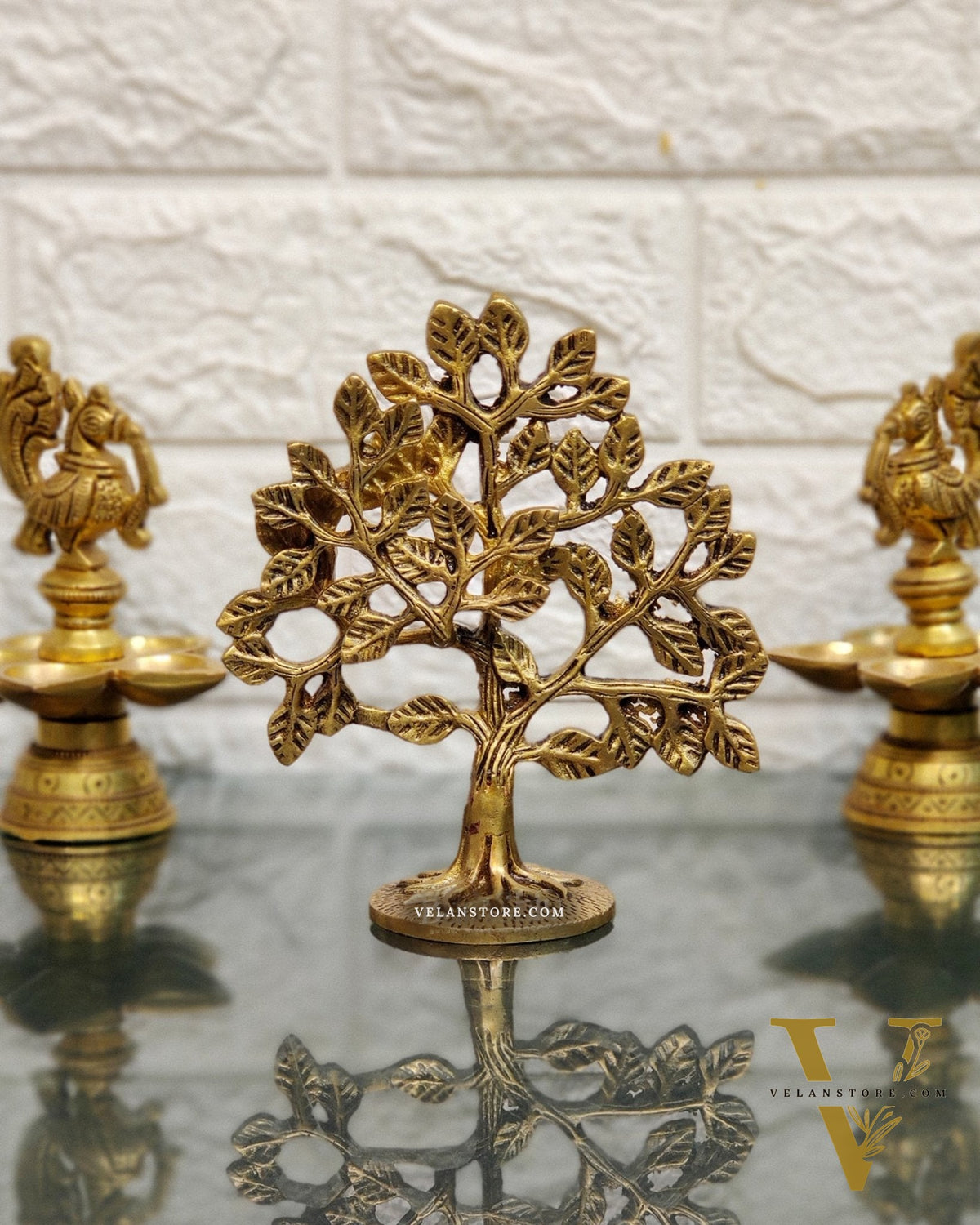 Pure Brass Handcrafted Kalpavriksha Tree - Table Standing 6"