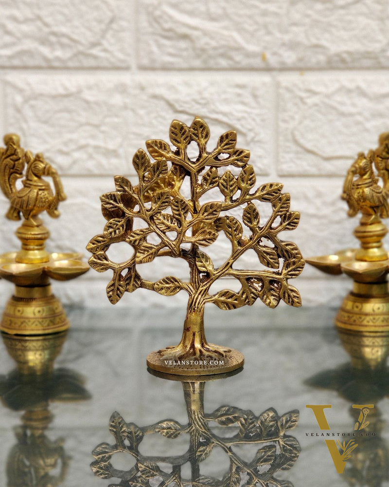 Pure Brass Handcrafted Kalpavriksha Tree - Table Standing 6"