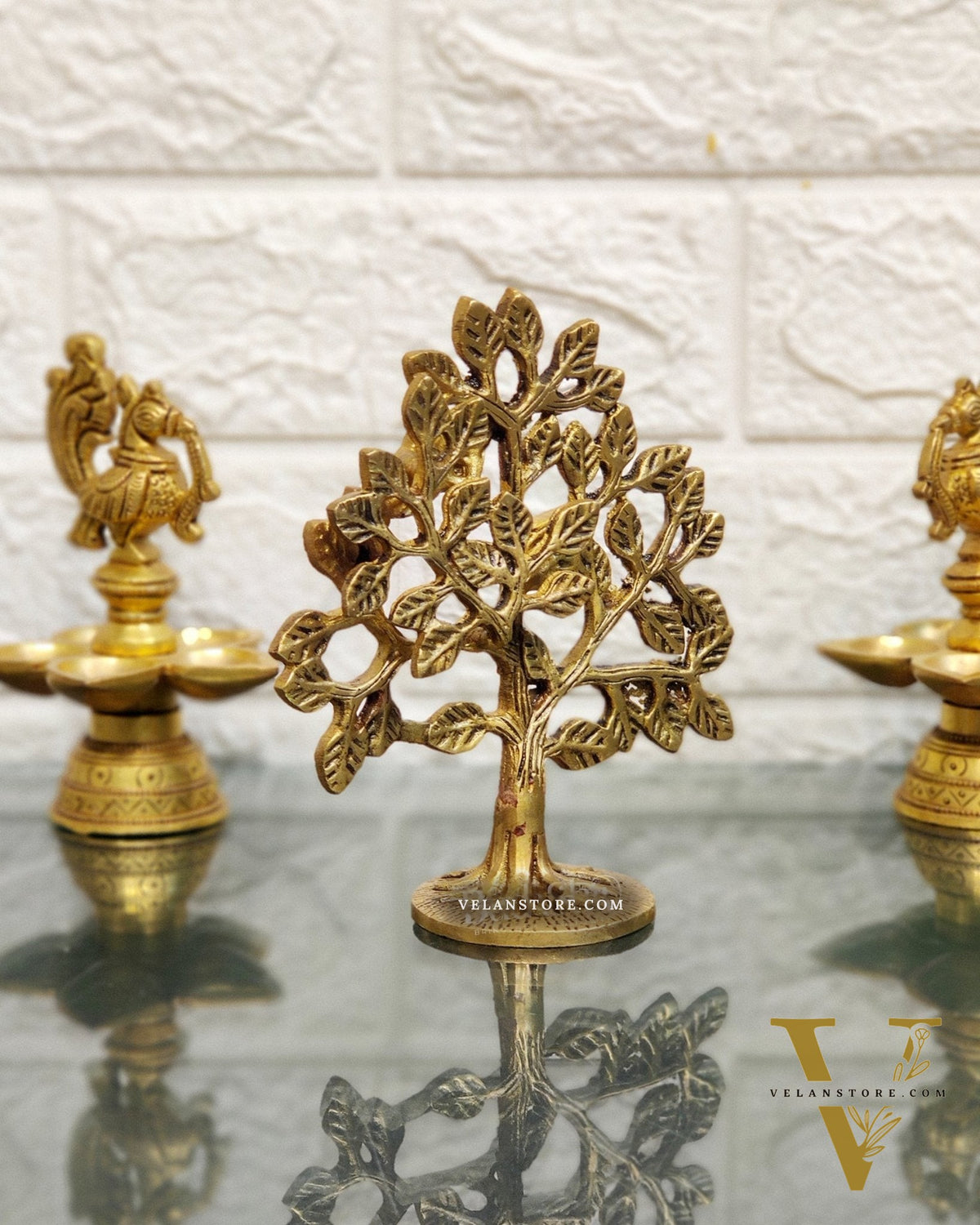 Pure Brass Handcrafted Kalpavriksha Tree - Table Standing 6"