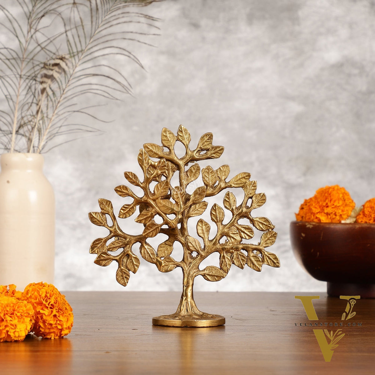 Pure Brass Handcrafted Kalpavriksha Tree - Table Standing 6"